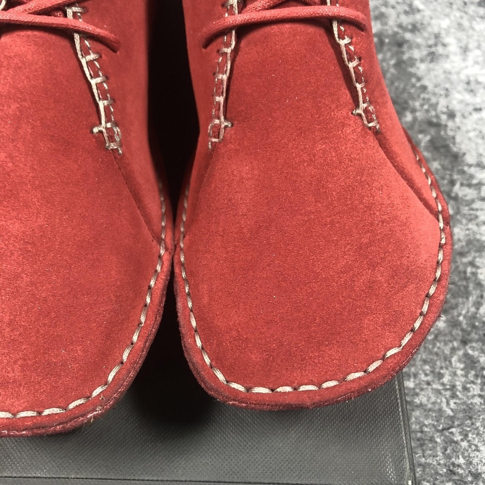 Clarks Ashton Originals Shoes Mens 7 Red Suede Crepe Sole Lace Up Casual Oxfords - Picture 6 of 16